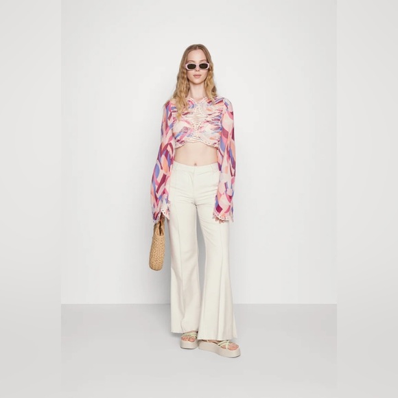 𝓯𝓹 Free People ~ Eyes on You Bell Sleeve Eyelet Mesh Crop Top - Picture 7 of 13